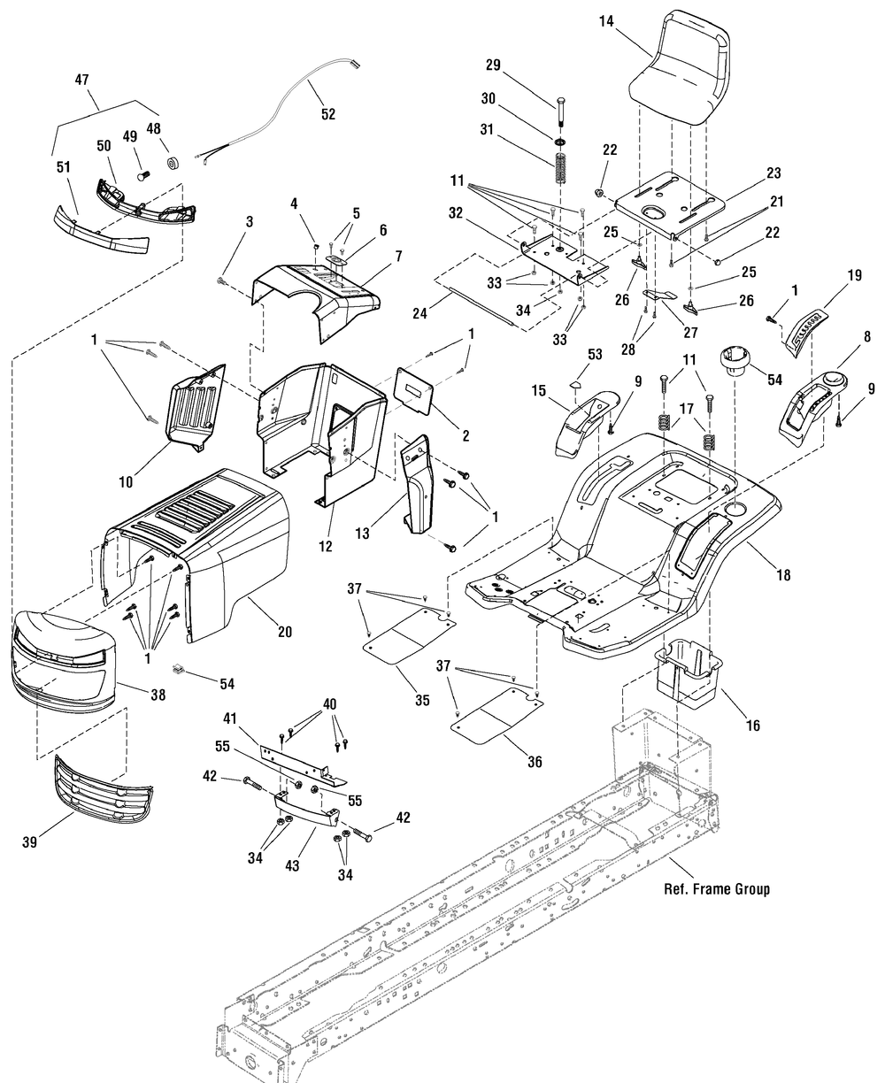 Hood/Seat Group (7500384) Diagram and Parts List for 7800162E-ELT155420 2010 Briggs and Stratton Lawn Tractor